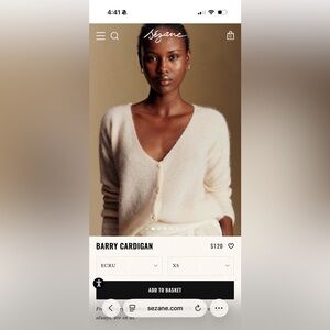 Sezane Barry Ecru V-Neck Cardigan